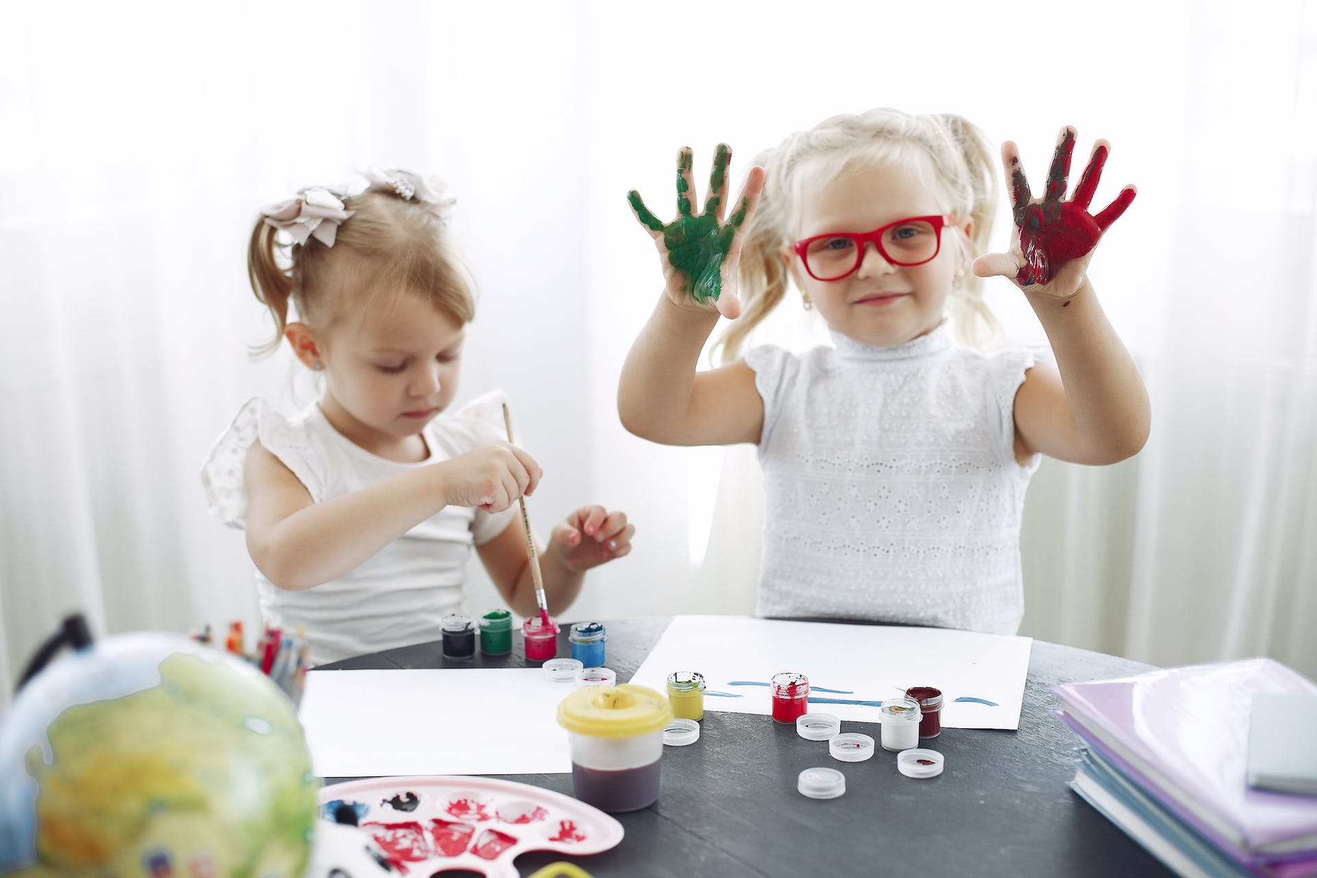 Handprint art with kids.